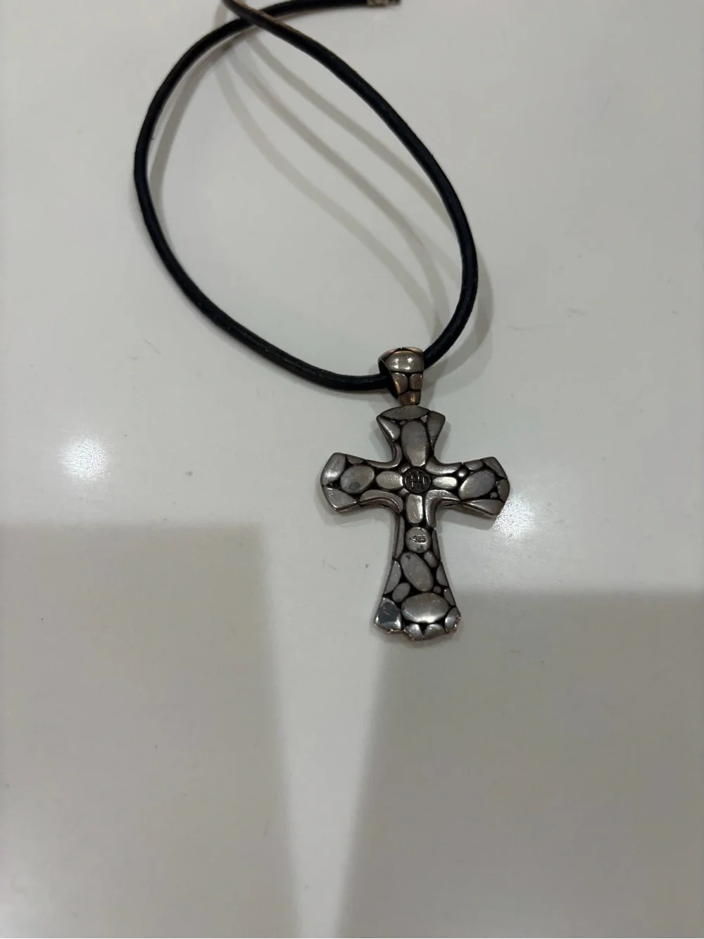 John Hardy Silver and Black Cross Pendant Necklace
